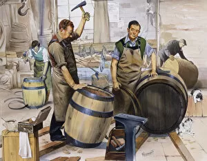 Rural Collection: Coopers at work making wooden barrels