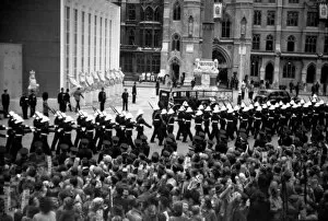 Abbey Collection: Coronation. Royal Marine Guard of Honour march past