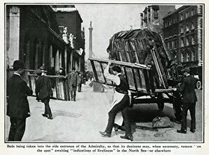 Overnight Collection: Delivery of beds to the Admiralty, London, WW1