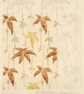 Design for dress silk or print with leaf pattern