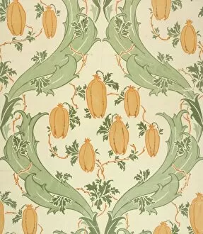 Design for Wallpaper in green and orange