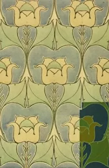 Design for wallpaper with stylised flowers