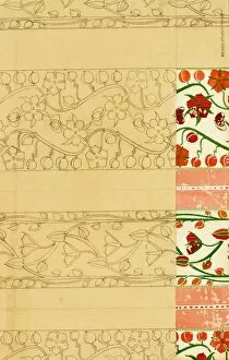 Design for Woven Textile in pink, red and green