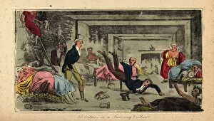 Blarney Collection: Irish gentlemen descend into an underground hostel, 1821