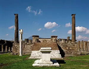 Italy. Pompeii. Temple of Apollo. Marbles altar, ionic colu