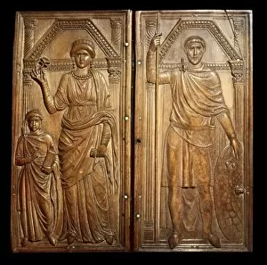 Sculptures Gallery: The ivory diptych of Stilicho (right) with his