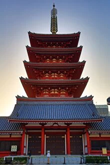 Pagoda Collection: Japanese Pagoda silhouette Sensoji Asakusa Temple, Tokyo
