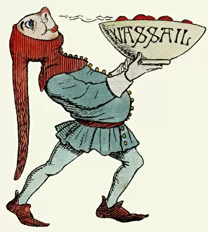 Enjoying Gallery: Jester carrying a wassail bowl
