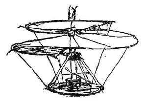 <b class=qtipBold><figcaption>Leonardo Helicopter</figcaption></b><br>LEONARDO DA VINCI Sketch of a flying machine which seems in some respects to anticipate the helicopter, though the technology is not clear<br><em>© Mary Evans Picture Library 2015 - https://copyrighthub.org/s0/hub1/creation/maryevans/MaryEvansPictureID/10048180</em> Leonardo Helicopter