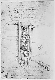 <b class=qtipBold><figcaption>Leonardo Machine</figcaption></b><br>LEONARDO DA VINCI Sketch of a flying machine, driven by a standing man using his arms to flap the wings<br><em>© Mary Evans Picture Library 2015 - https://copyrighthub.org/s0/hub1/creation/maryevans/MaryEvansPictureID/10044151</em> Leonardo Machine