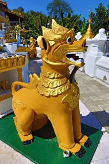 Pagoda Gallery: Lion statue at Nga Htat Gyi Pagoda, Yangon, Myanmar