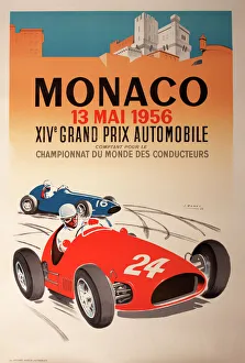 <b class=qtipBold><figcaption>Monaco Grand Prix Poster - 1956</figcaption></b><br>Monaco Grand Prix Poster - 13th May 1956. The race was won by Stirling Moss in a Maserati. 1956<br><em>© Mary Evans Picture Library 2015 - https://copyrighthub.org/s0/hub1/creation/maryevans/MaryEvansPictureID/10583727</em> Monaco Grand Prix Poster - 1956