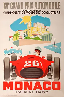 <b class=qtipBold><figcaption>Monaco Grand Prix Poster - 1957</figcaption></b><br>Monaco Grand Prix Poster - 19th May 1957. The race was won by Juan Manuel Fangio in a Maserati. 1957<br><em>© Mary Evans Picture Library 2015 - https://copyrighthub.org/s0/hub1/creation/maryevans/MaryEvansPictureID/10583726</em> Monaco Grand Prix Poster - 1957