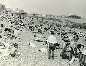 Adults Collection: People on the beach, Eastbourne, Sussex