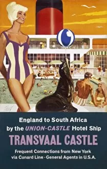 Swimming Gallery: Poster advertising the Transvaal Castle cruise ship