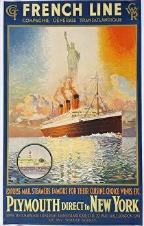 Liner Collection: Poster, French Line CGT, Plymouth to New York