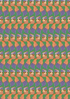 Graphics Gallery: Repeating Pattern - Girl in Stars and Stripes Scarf, green