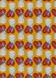 Graphics Gallery: Repeating Pattern - Heart Lock in yellow