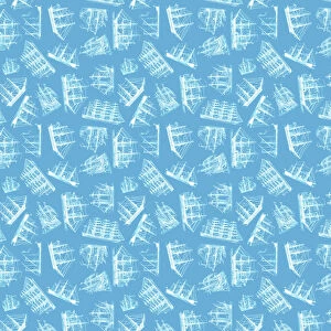 Graphics Gallery: Repeating Pattern - Sailing Ships - pale blue background