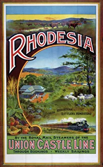 <b class=qtipBold><figcaption>Rhodesia poster</figcaption></b><br>Union Castle Line to Rhodesia poster, 1908 Date: 1908<br><em>© Mary Evans Picture Library 2015 - https://copyrighthub.org/s0/hub1/creation/maryevans/MaryEvansPictureID/10474165</em> Rhodesia poster