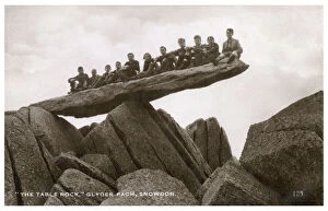 Seated Gallery: Schoolboys sitting on The Table Rock, Glyder Fach, Snowdon