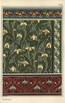 Motif Collection: Snowdrop, Galanthus nivalis, as design motif