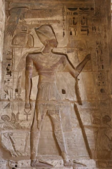 Hieroglyph Collection: Temple of Ramses III. The pharaoh Ramses III with Khepresh