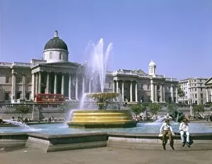 Trafalgar Square with fountain, London