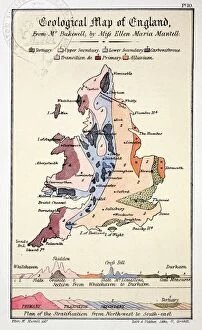 Victorian Collection: 1838 Geological Map of England by Mantell