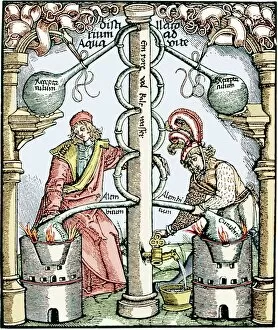 Column Collection: Distillation, 16th century woodcut