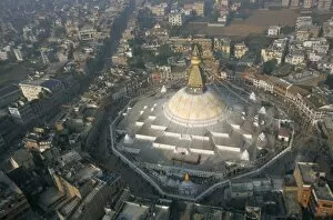 Nepalese Collection: Aerial view of Boudhanath stupa