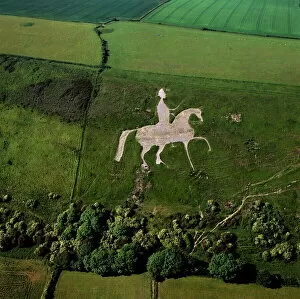 Animal Representation Collection: Aerial view of Osmington White Horse, Cherhill Downs, Osmington, Dorset