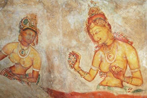 Decorative Collection: Ancient frescoes, Sigiriya, UNESCO World Heritage Site, North Central Province, Sri Lanka, Asia