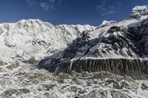 Nepal Gallery: Annapurna I, 8091m, South Annapurna Glacier and its moraine and moraine ridge