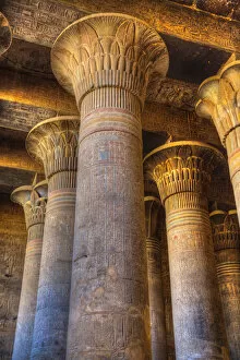 Tourist Attractions Gallery: Bas Reliefs, Columns, Hypostyle Hall, Temple of Khnum, Esna, Egypt, North Africa, Africa