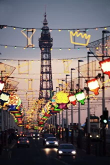 Colorful Gallery: Blackpool tower and Illuminations, Blackpool, Lancashire, England, United Kingdom, Europe