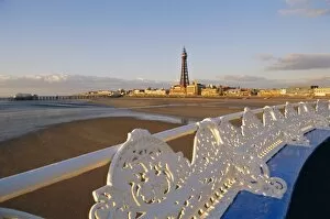 Iron Work Collection: Blackpool tower and pier, Lancashire, England, UK, Europe
