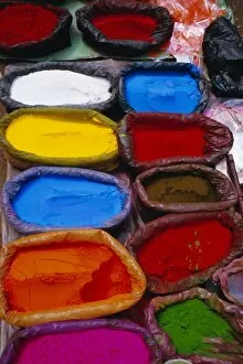 Nepalese Gallery: Brightly coloured powder for offerings