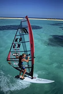 Egypt Gallery: British Windsurfing Champion Guy Cribb in calm waters of the Red Sea, Egypt