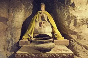 Seated Gallery: Buddha statue in grotto, Tanzhe Temple, Beijing, China, Asia