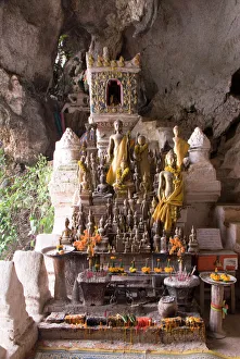 Shrine Gallery: Buddhist shrine, Pak Ou Buddha Caves, near Luang Prabang, Laos, Indochina, Southeast Asia, Asia