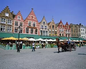 Cobble Collection: Cafes in the main town square, Bruges, Belgium