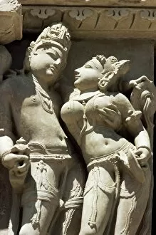 Indian Architecture Gallery: Detail of carving of a couple on the Parsvanatha Temple