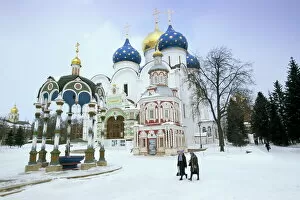 Cathedral of the Assumption in winter snow, Trinity Monastery of St