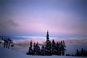 Vacationing Collection: Chair lift in the early morning, Whistler, British Columbia, Canada, North America