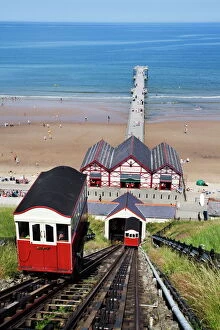 Cliff Collection: Cliff Tramway and the Pier at Saltburn by the Sea, Redcar and Cleveland, North Yorkshire