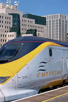 Railway Collection: Close-up of Eurostar train engine in London, England, United Kingdom, Europe