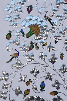 Intricate Gallery: Detail of the coloured glass and mirror inlay work