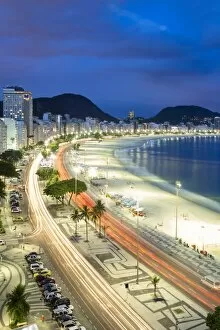 Copacabana beach at night, Rio de Janeiro, Brazil, South America