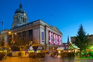 Civic Gallery: Council House and Christmas Market, Market Square, Nottingham, Nottinghamshire, England